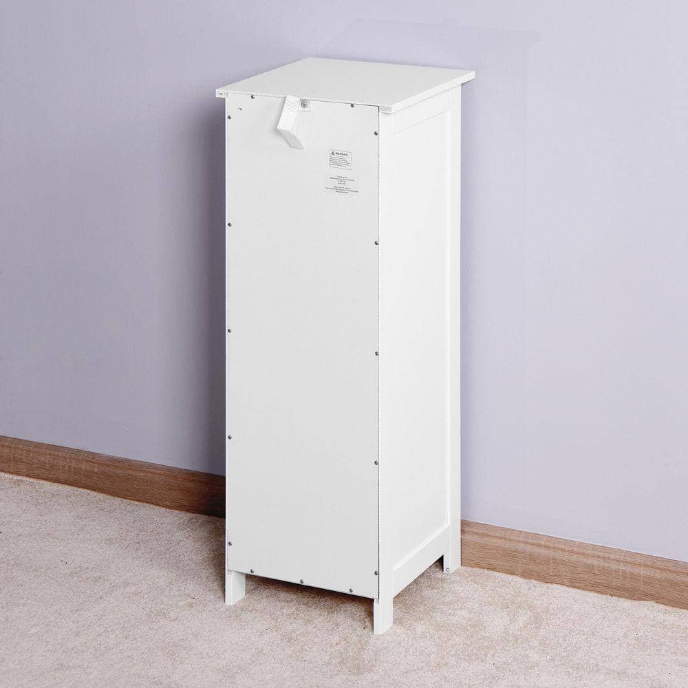 Otryad 11.8 in. W x 11.8 in. D x 32.3 in. H White MDF Freestanding Linen Cabinet with Drawers (3)