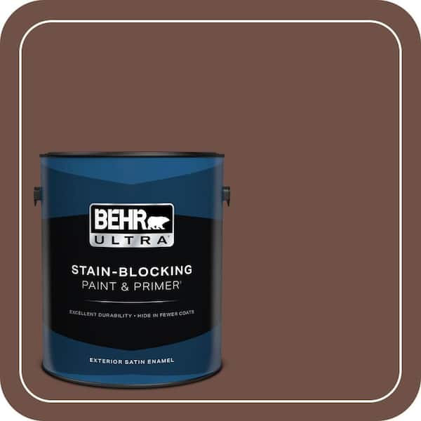 BEHR ULTRA 1 gal. #PMD-108 Double Chocolate Satin Enamel Exterior Paint & Primer (2)