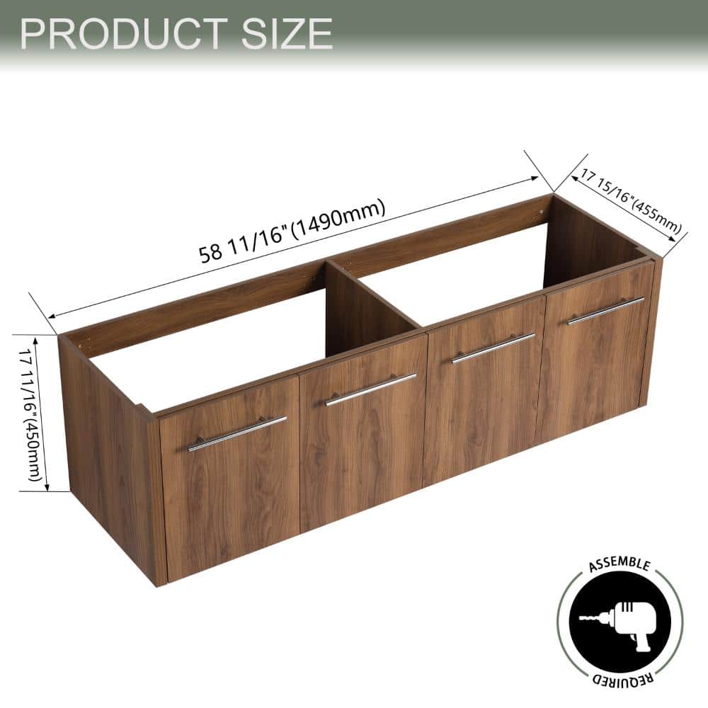UPIKER 60 Inch Wall-mounted Bathroom Vanity Base With Soft Closing Doors (3)