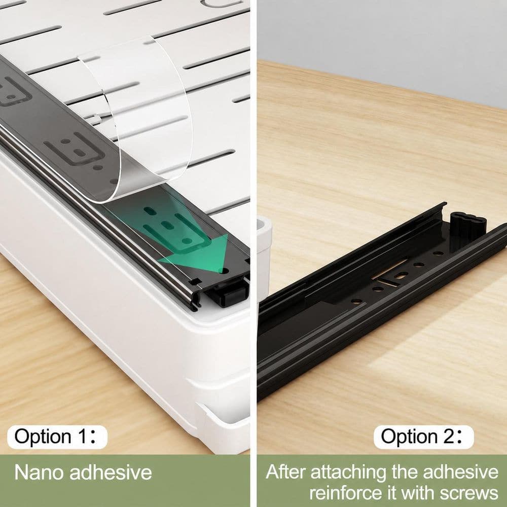 LAIFUCAM Plastic Pull Out Cabinet Organizer Adjustable Width 11.6-17.5 in. White Undermount Soft-Close Drawer Slides 2 Pack (2)