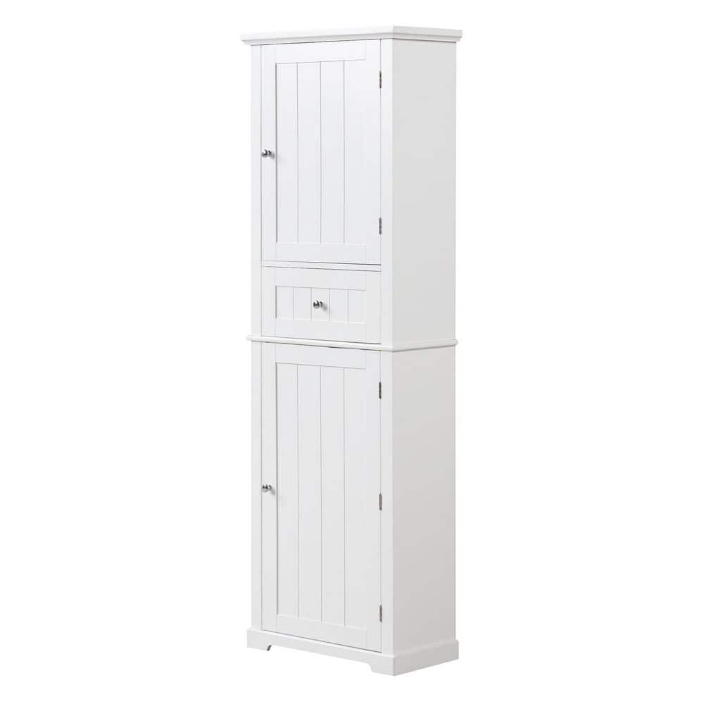 Afhocomp 22 in. W 11 in. D 67.3 in. H MDF Freestanding Linen Cabinet with Adjustable Shelves, Drawers, Predrilled (4)