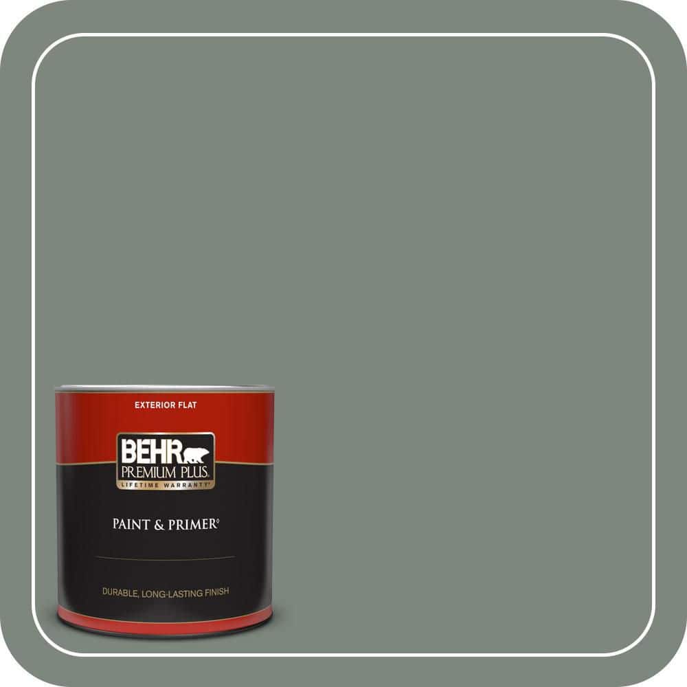 BEHR PREMIUM PLUS 1 qt. #700F-5 Wild Sage Flat Exterior Paint & Primer