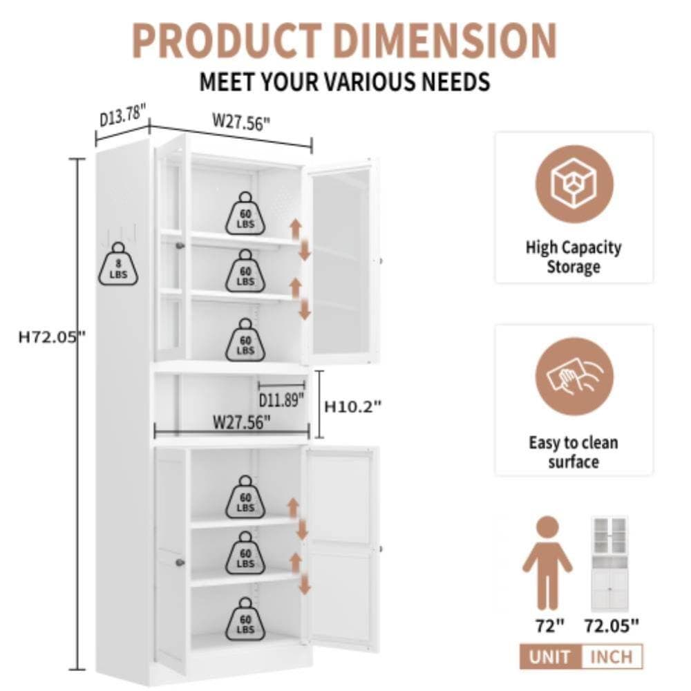 Unbranded 27.6 in. W x 13.8 in. D x 72 in. H Bathroom White Linen Cabinet (2)