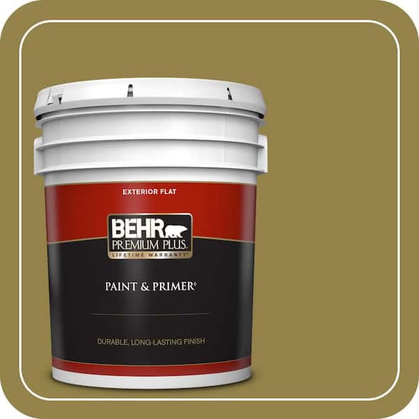 BEHR PREMIUM PLUS 5 gal. #PPU9-02 Lucky Bamboo Flat Exterior Paint & Primer (2)