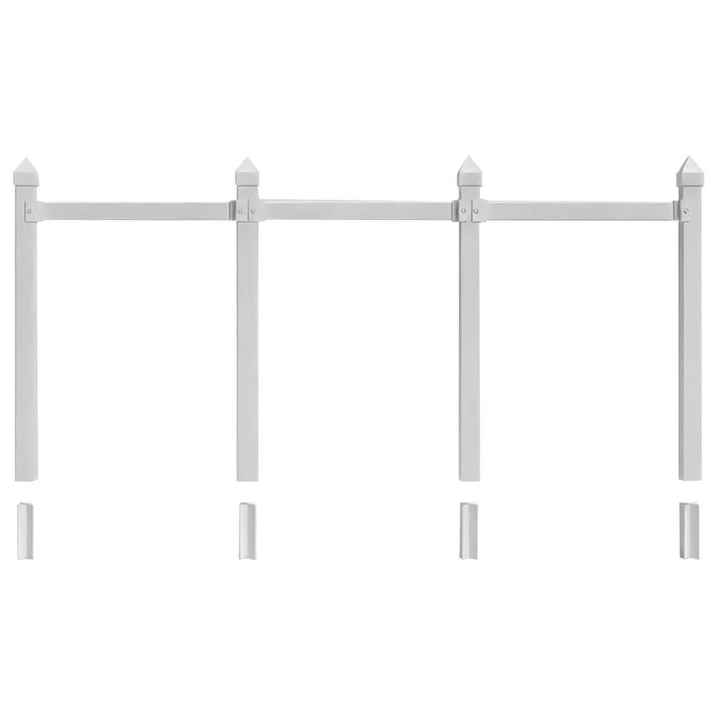 SnapFence Quick Assembly, White PVC Modular In-Ground Trellis Fence Frame Kit, 12 ft. x 4 ft. Frame Only