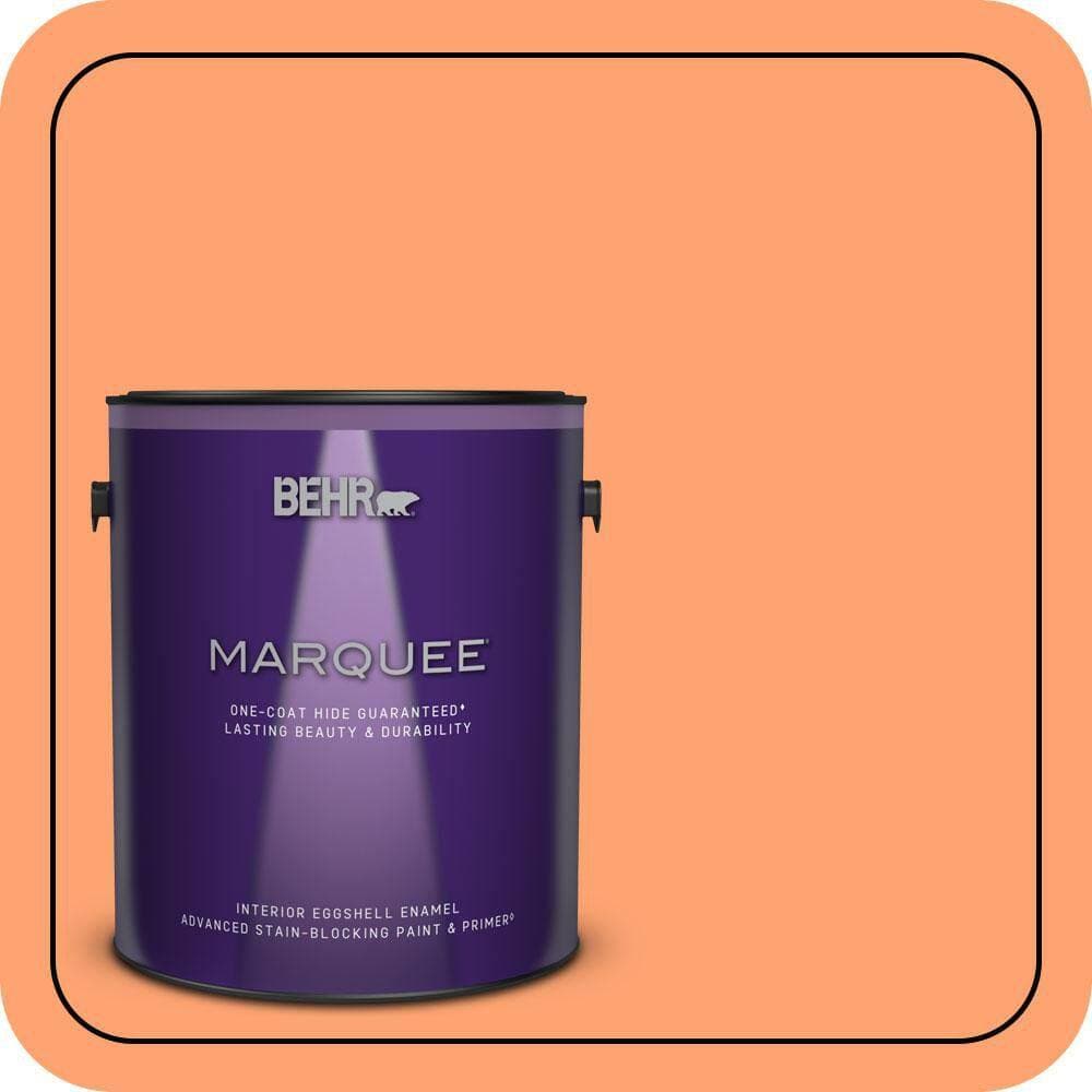 BEHR MARQUEE 1 gal. #P210-5 Cheerful Tangerine Eggshell Enamel Interior Paint & Primer