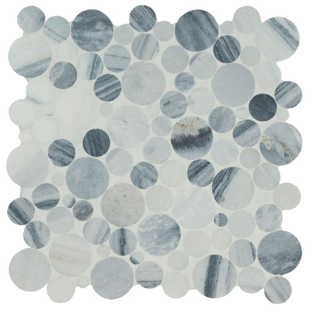 MSI Alaska Gray 12 in. x 12 in. x 0.38 in. Polished Marble Mesh-Mounted Mosaic Floor and Wall Tile (1 sq. ft./Each) (2)