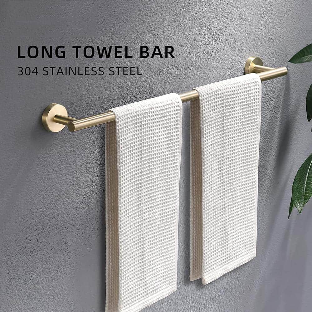 Tahanbath 4-Pieces Brushed Nickel Gold Bathroom Accessories Set, Bathroom Hardware Set, Bath Towel Bar Set, Towel Racks (2)