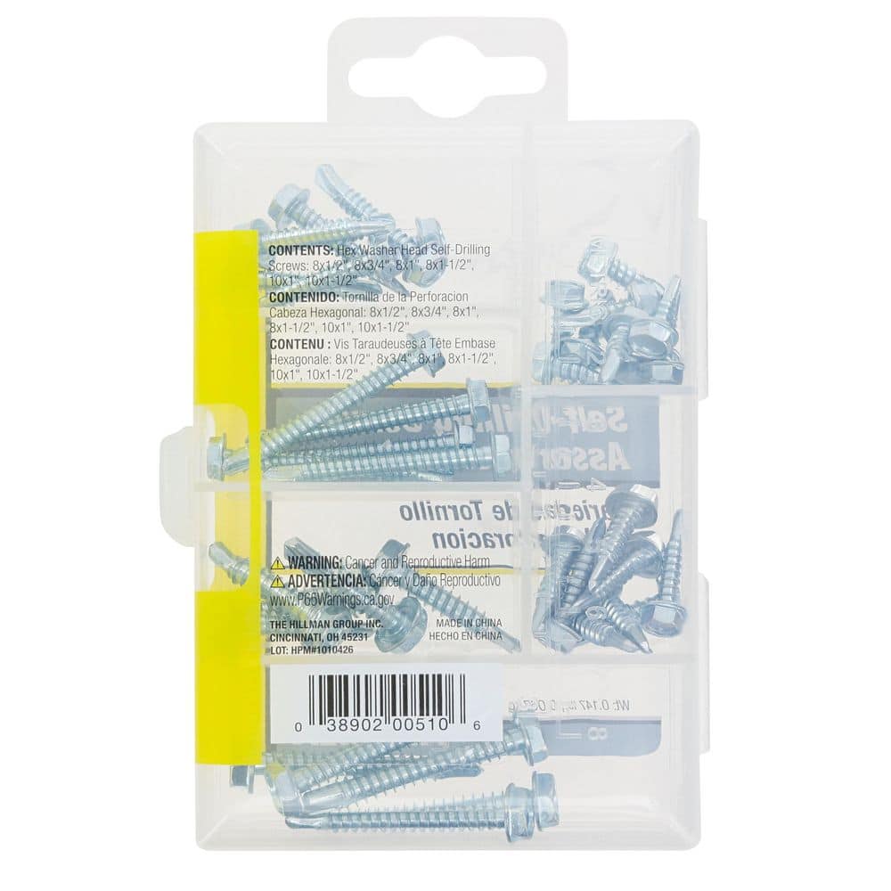Hillman Zinc Hex Washer Hed Self Drilling Screw Assorted Kit (39-Pack) (2)