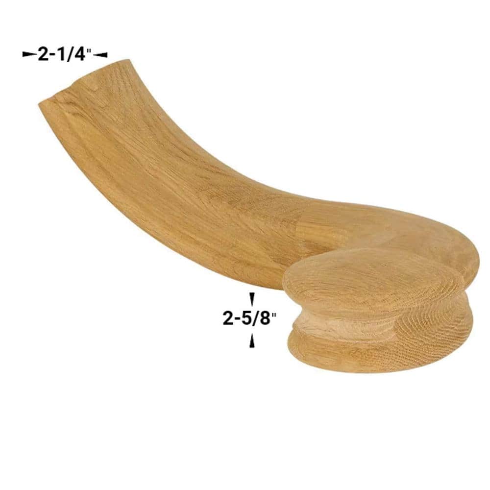 EVERMARK Stair Parts 7540 Unfinished White Oak Left-Hand Turn-Out Handrail Fitting (3)