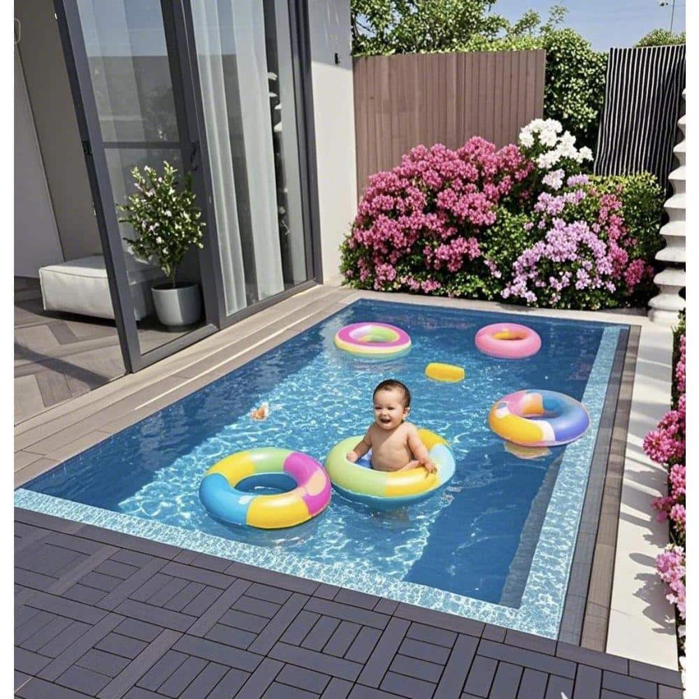 WRIGHTMASTER 1 ft. x 1 ft. Quick Deck PVC Plastic Interlocking Deck Tile in Dark Gray (44 sq. ft. per Box) (2)