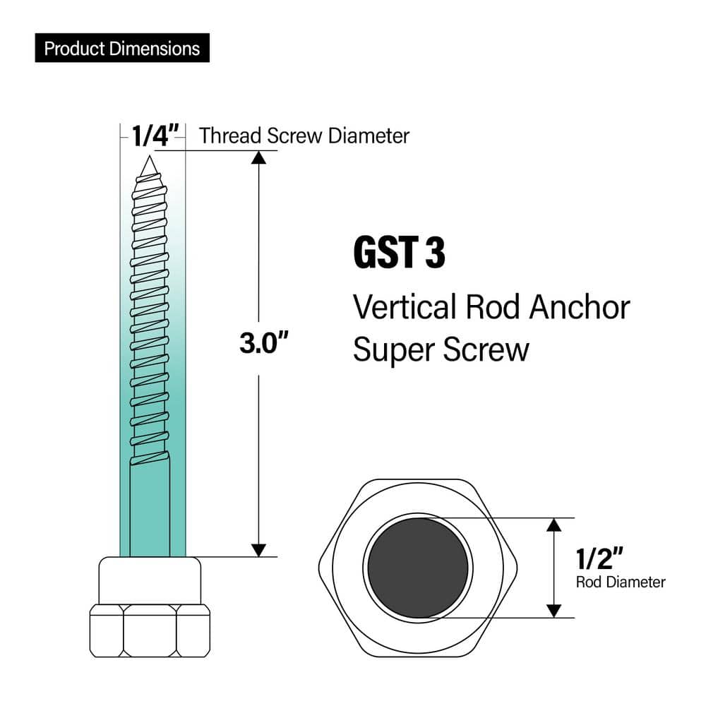 PLUMBFLEX 1/4 in. x 2 in. Vertical Rod Anchor Super Screw 1/2 in. Threaded Rod Fitting for Wood (25-Pack) (3)