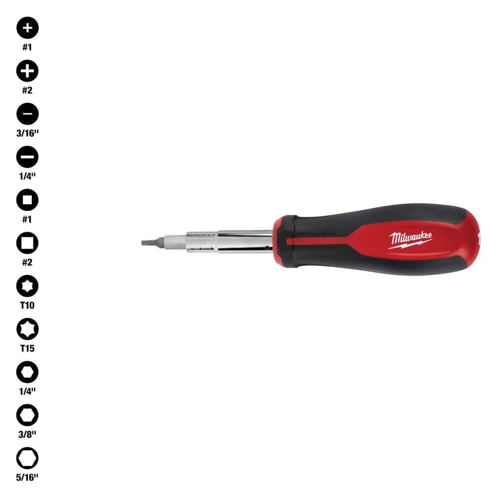 Milwaukee 11-in-1 Multi-Tip Screwdriver with Square Drive Bits (1)