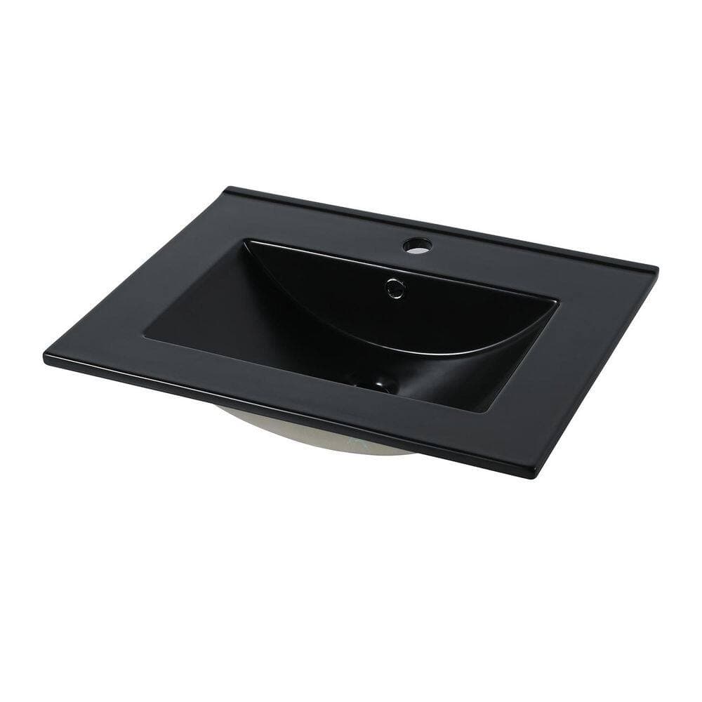 Satico 24 in. Drop-In Ceramic Rectangular Bathroom Sink Top in Black (1)