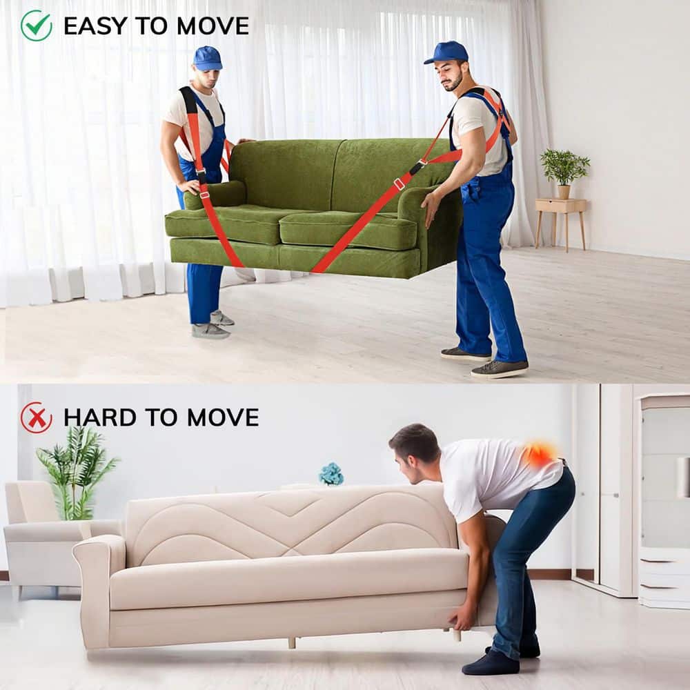 OGETFUUR 800 lb. 120 in. Lifting Moving Straps for Move Furniture, 2-Person Shoulder Lifting and Moving System (3)