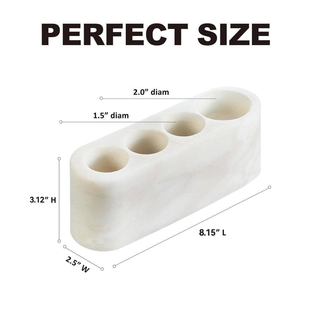 Wudkey 4 Slots Marble Toothbrush Holder Countertop Bathroom Organizer for Electric Toothbrush Toothpaste Razor Floss Comb (3)