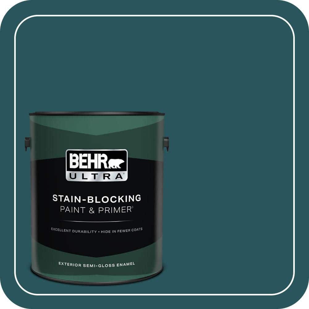 BEHR ULTRA 1 gal. #MQ6-01 Ocean Abyss Semi-Gloss Enamel Exterior Paint & Primer
