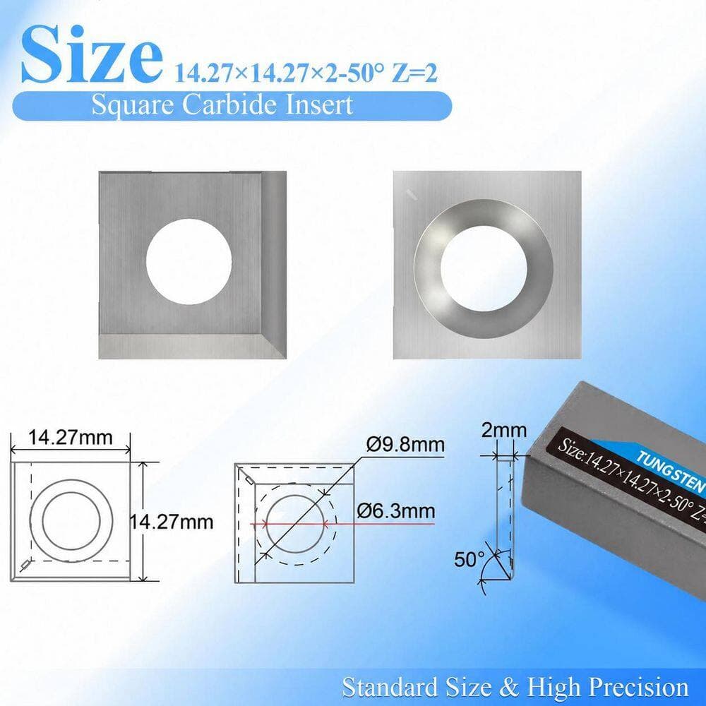 LAIFUCAM 14.27mm Carbide Square Planer Blade with 2 Sharp Edges for Rikon WEN Cutech Jointer Spiral Head 10-Pieces-Pack (2)