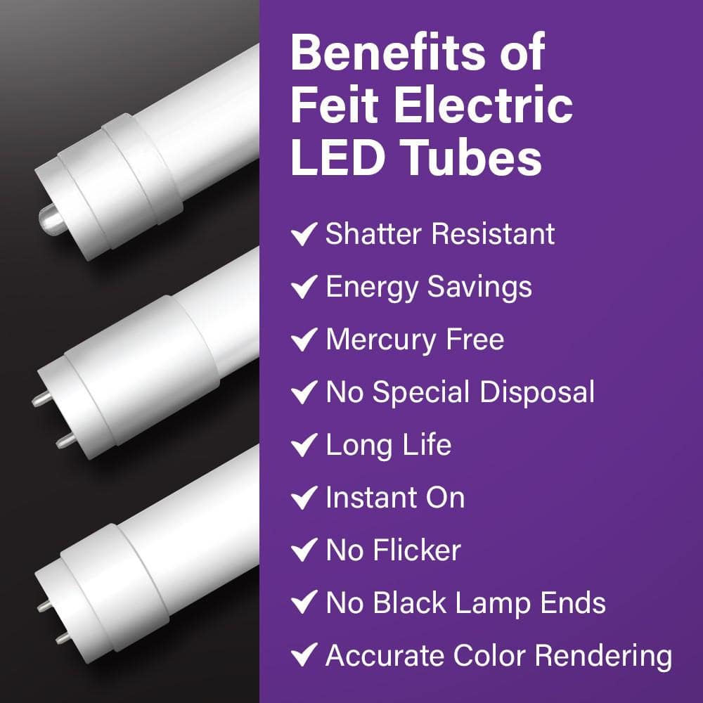 Feit Electric 12-Watt 21 in. T5 G5 Type B Ballast Bypass Linear LED Tube Light Bulb, Selectable White 3000K,4000K,5000K,6500K (1-Pack) (4)
