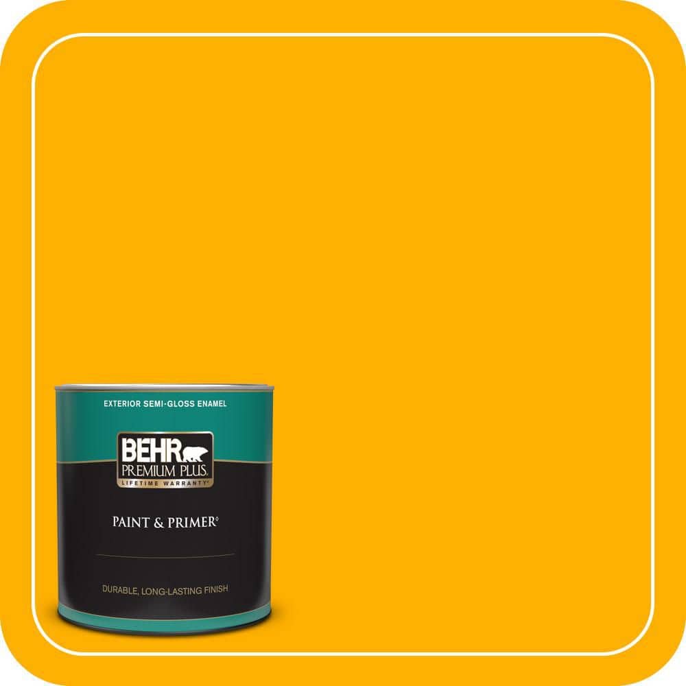 BEHR PREMIUM PLUS 1 qt. #S-G-350 Desert Glow Semi-Gloss Enamel Exterior Paint & Primer