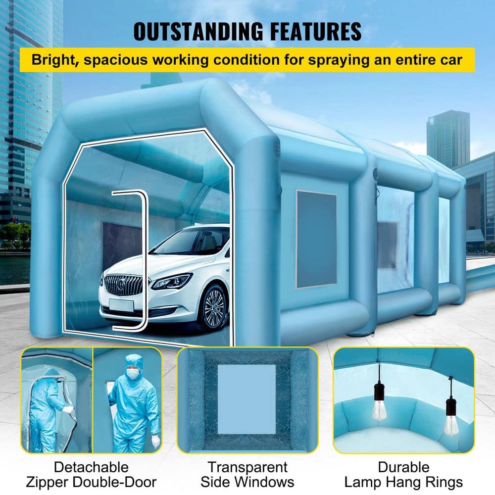 SKYSHALO Inflatable Paint Booth, 29.5 x 19.7 x 13 ft. with 2-Powerful Blowers Inflatable Spray Booth with Air Filter System (3)