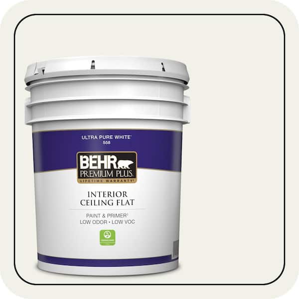 BEHR PREMIUM PLUS 5 gal. #PPU18-07 Falling Snow Ceiling Flat Interior Paint & Primer (2)