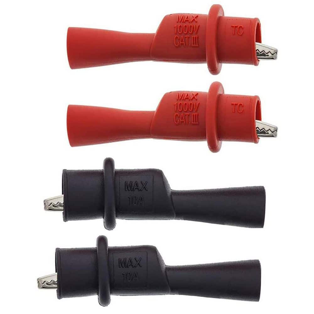 Yichuhaoxi Push-on Alligator Clips for Multimeter Test Lead Rubber Insulated Large Ribbed Metal Openings 4-Pack (1)