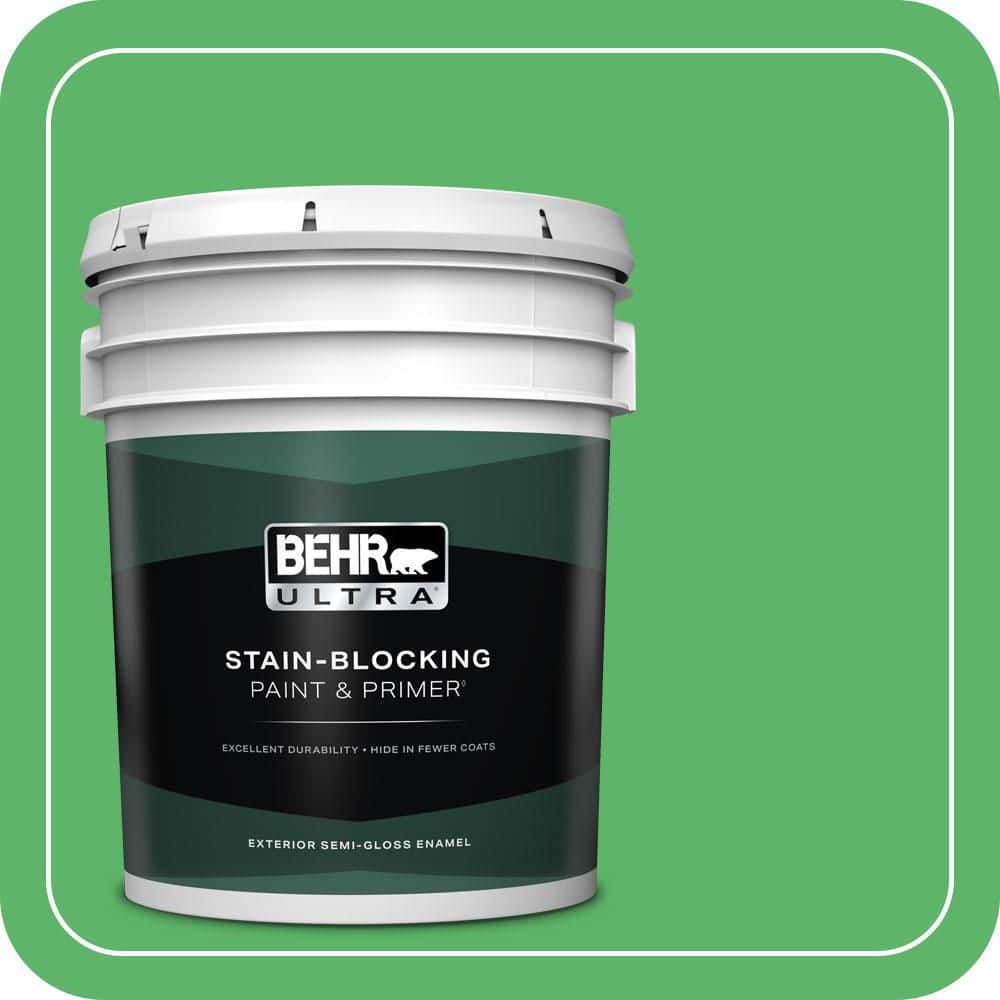 BEHR ULTRA 5 gal. #P390-6 Lawn Party Semi-Gloss Enamel Exterior Paint & Primer