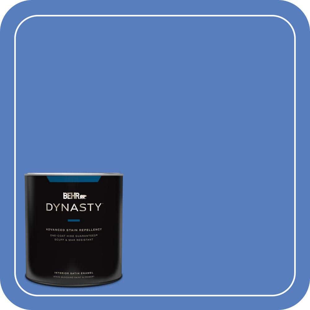 BEHR DYNASTY 1 qt. #MQ4-25 Blue Iolite One-Coat Hide Satin Enamel Stain-Blocking Interior Paint and Primer