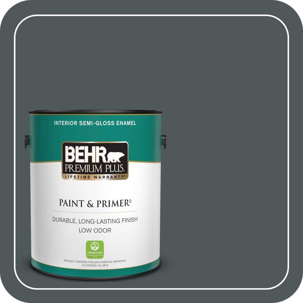 BEHR PREMIUM PLUS 1 gal. #N440-7 Midnight in NY Semi-Gloss Enamel Low Odor Interior Paint & Primer