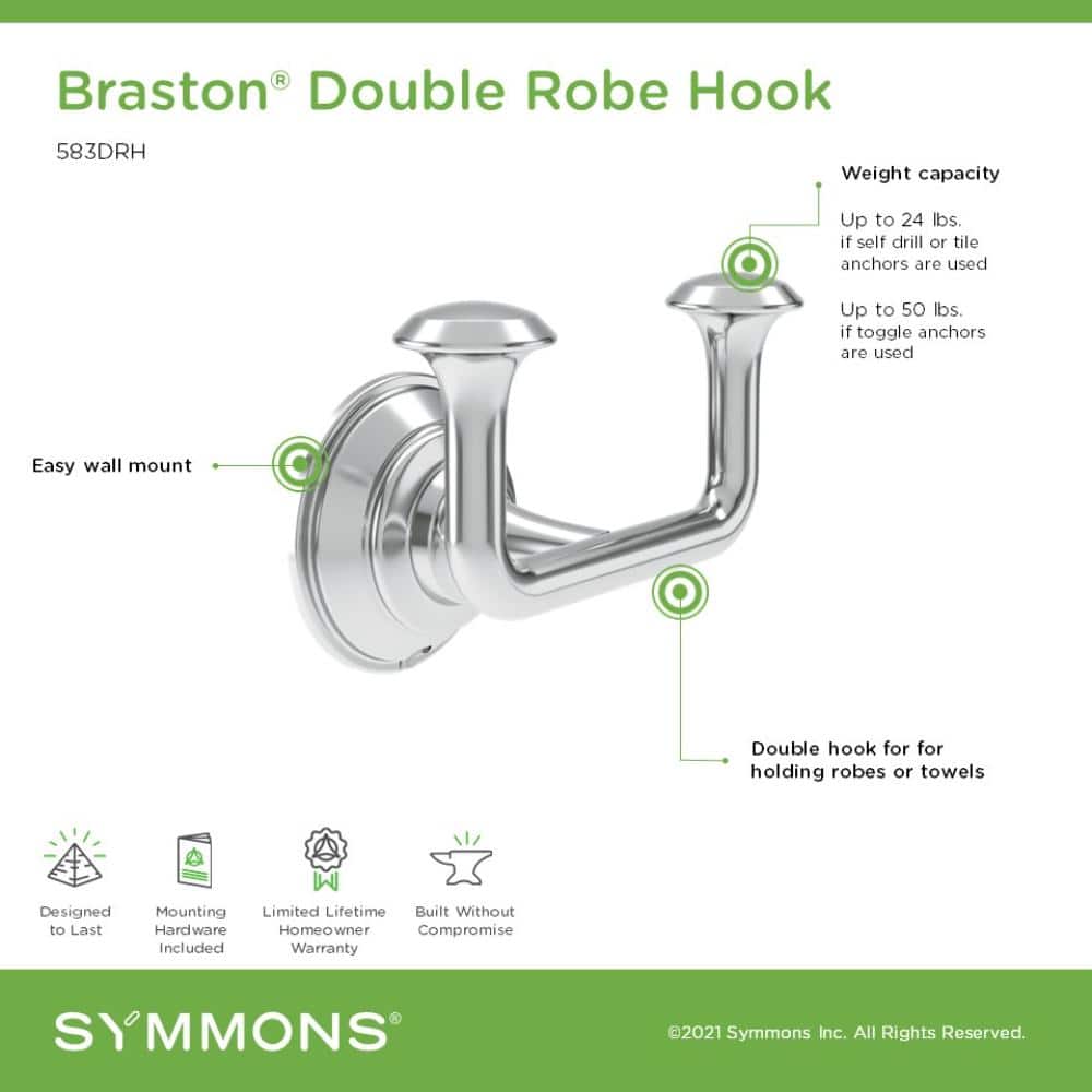 Symmons Braston Wall Mounted Double Robe and Towel Hook (3)