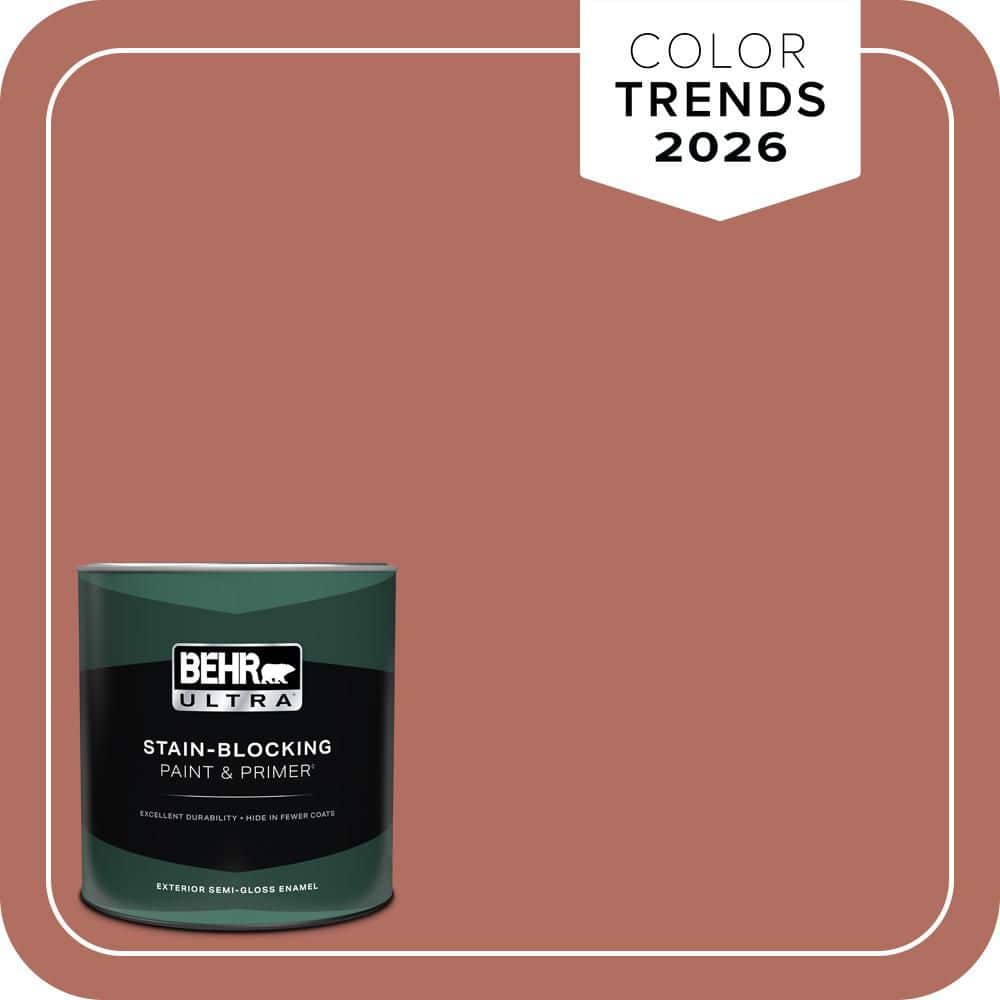 BEHR ULTRA 1 qt. #PPU2-12 Terra Cotta Urn Semi-Gloss Enamel Exterior Paint & Primer