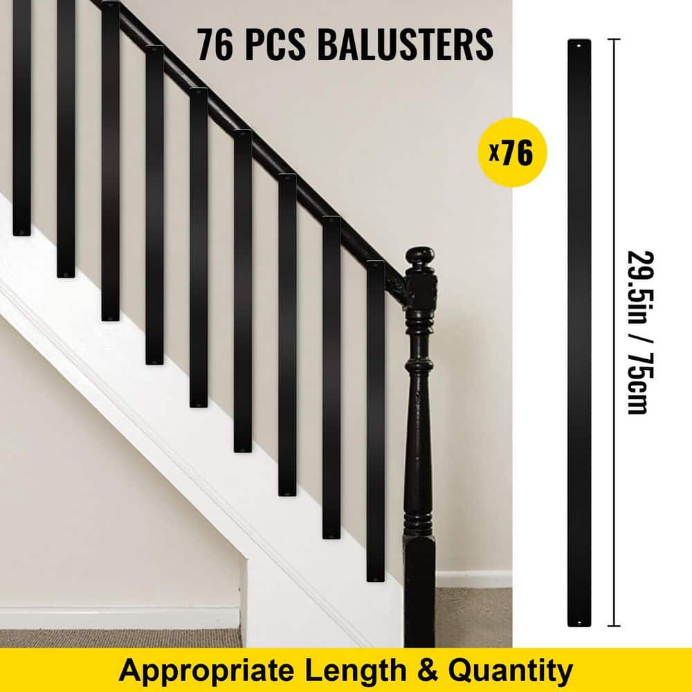 SVOPES 76-Pack 29.5 in. x 1 in. Metal Deck Balusters, Aluminum Alloy Staircase Spindles with Screws, Outdoor Deck Railing (3)