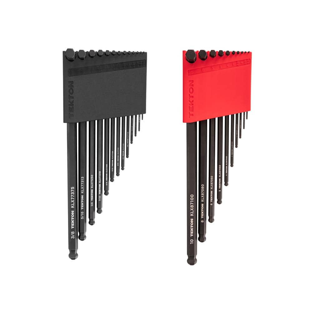 TEKTON Short Arm Ball End Hex L-Key Set with Holders, 23-Piece (0.050-3/8 in., 1.3-10 mm) (1)
