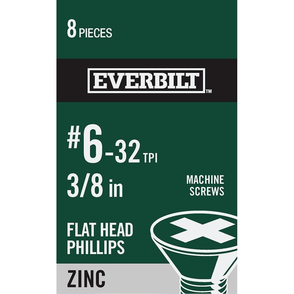 Everbilt #6-32 x 3/8 in. Zinc Plated Phillips Flat Head Machine Screw (8-Pack) (1)