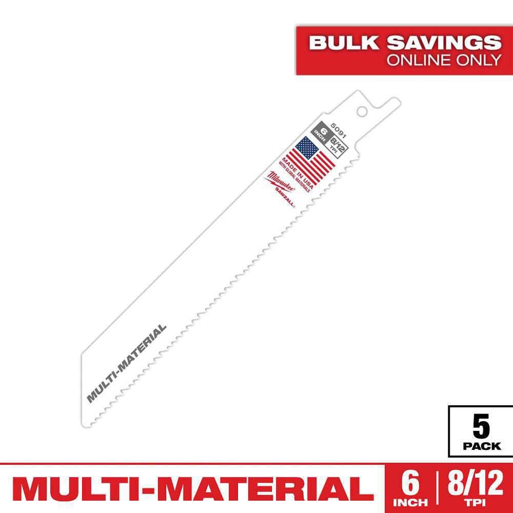 Milwaukee 8/12 Teeth per Multi-Material Cutting Sawzall Reciprocating Saw Blades (1)