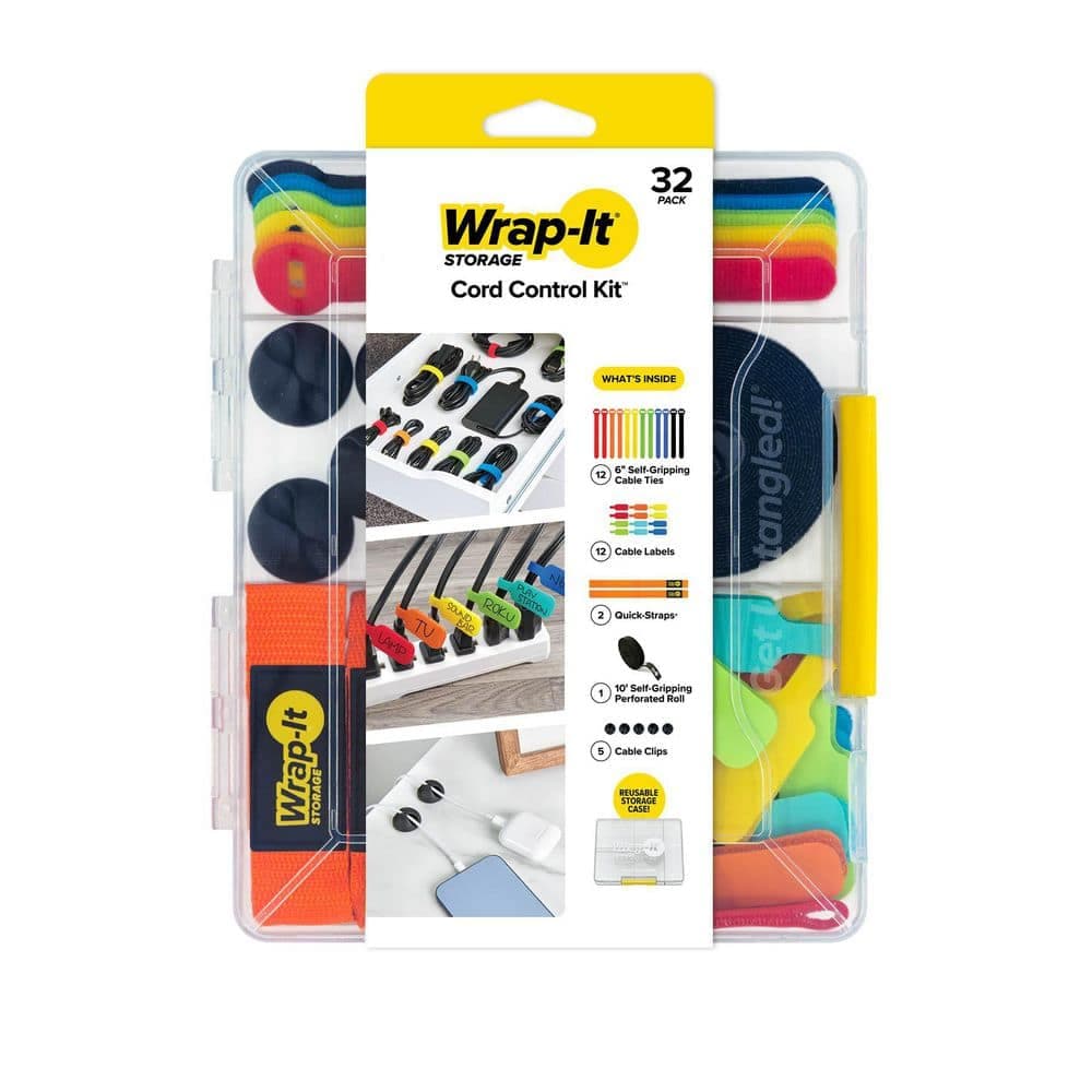 Wrap-It Storage Cord Control Kit - 32 Pack Multi-Color
