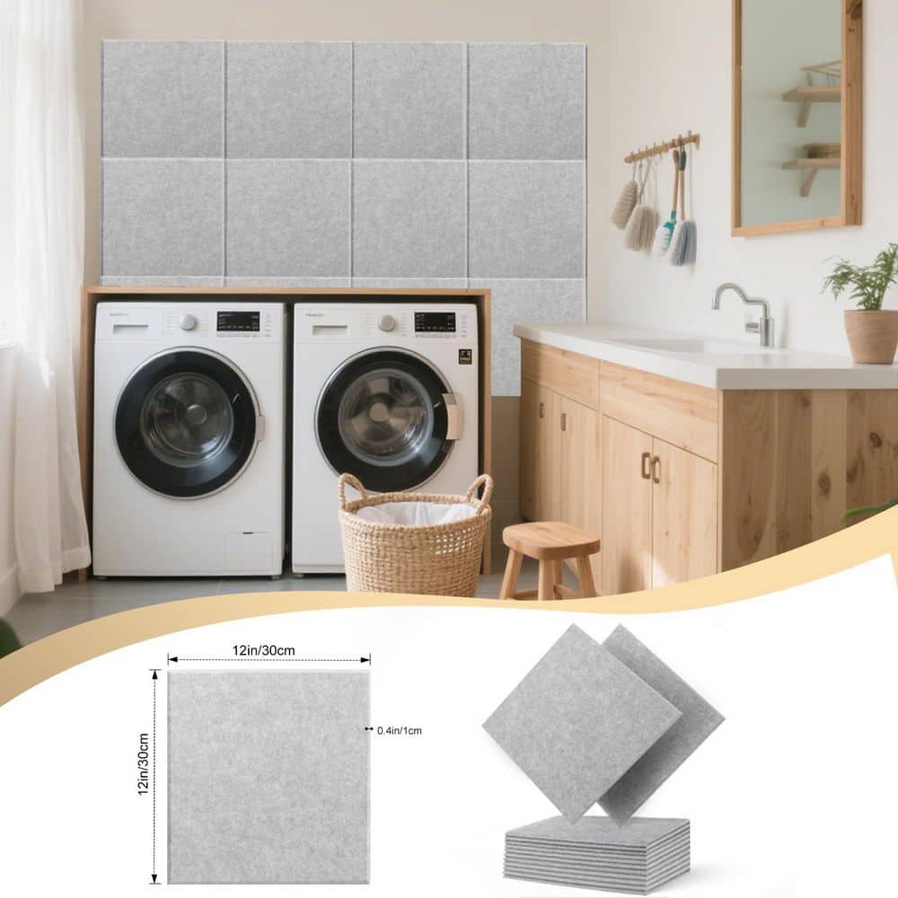xinyoec 12 in. x 12 in. Grey Acoustic Wall Panels, Soundproofing Panels with Self-Adhesive Backing for Noise Reduction (12-Pack) (2)