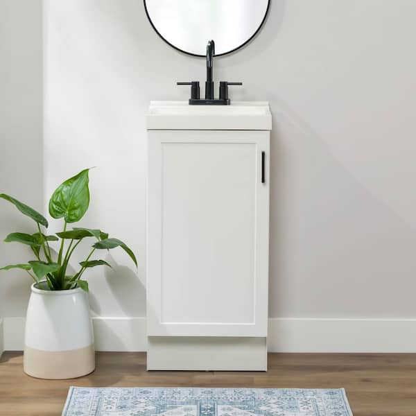 Glacier Bay Penlee 17 in. Single Sink White Freestanding Bath Vanity with White Cultured Marble Top (Assembled)