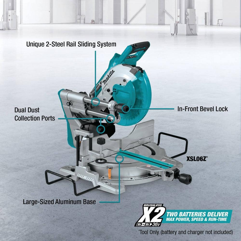 Makita 18V X2 LXT Lithium-Ion (36V) Brushless Cordless 10 in. Dual-Bevel Sliding Compound Miter Saw with Laser (Tool Only) (3)