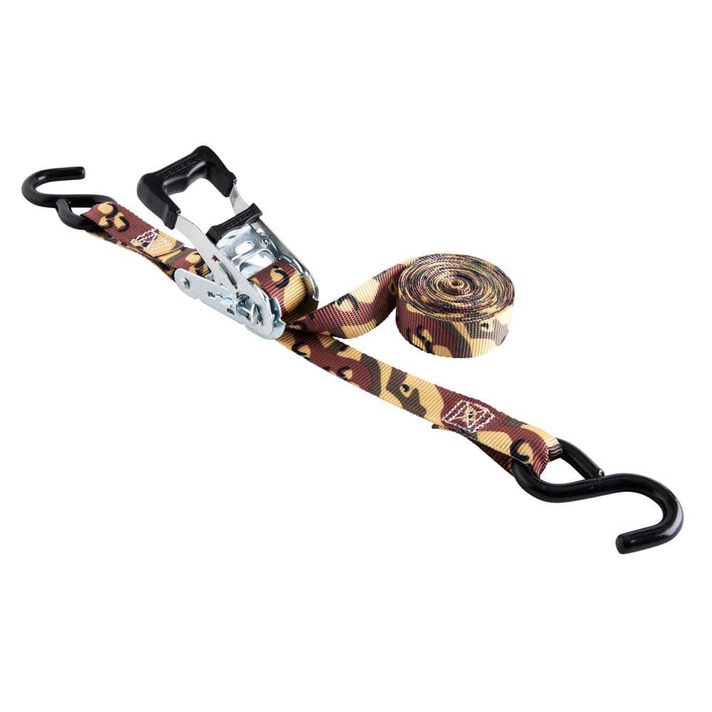 Keeper Camo Ratchet Tie Down Strap 12 ft. x 1 in. 500 lbs. with S Hook (4-Pack) (1)