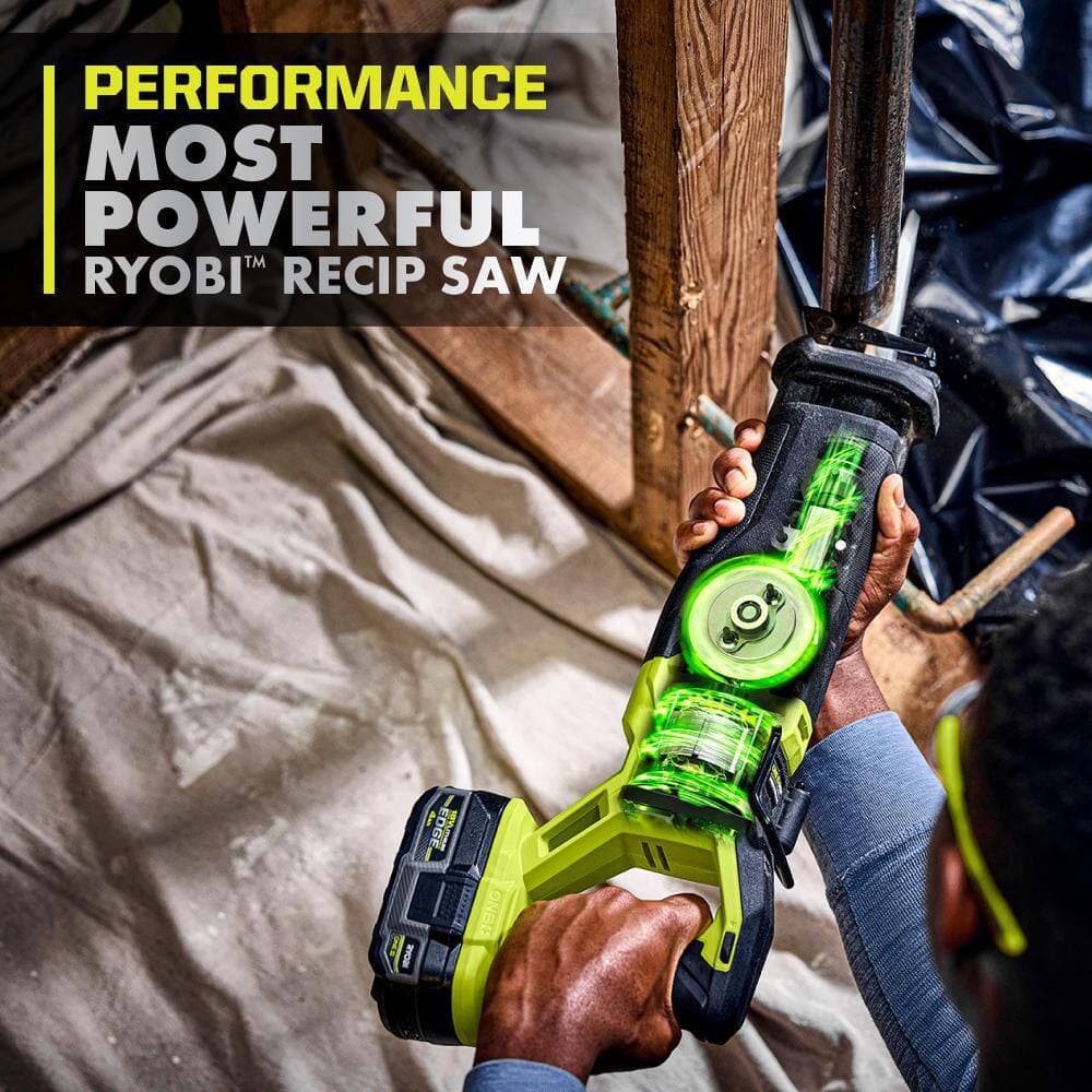 RYOBI ONE+ HP 18V Brushless Cordless Reciprocating Saw with 2.0 Ah HIGH PERFORMANCE Battery (2)
