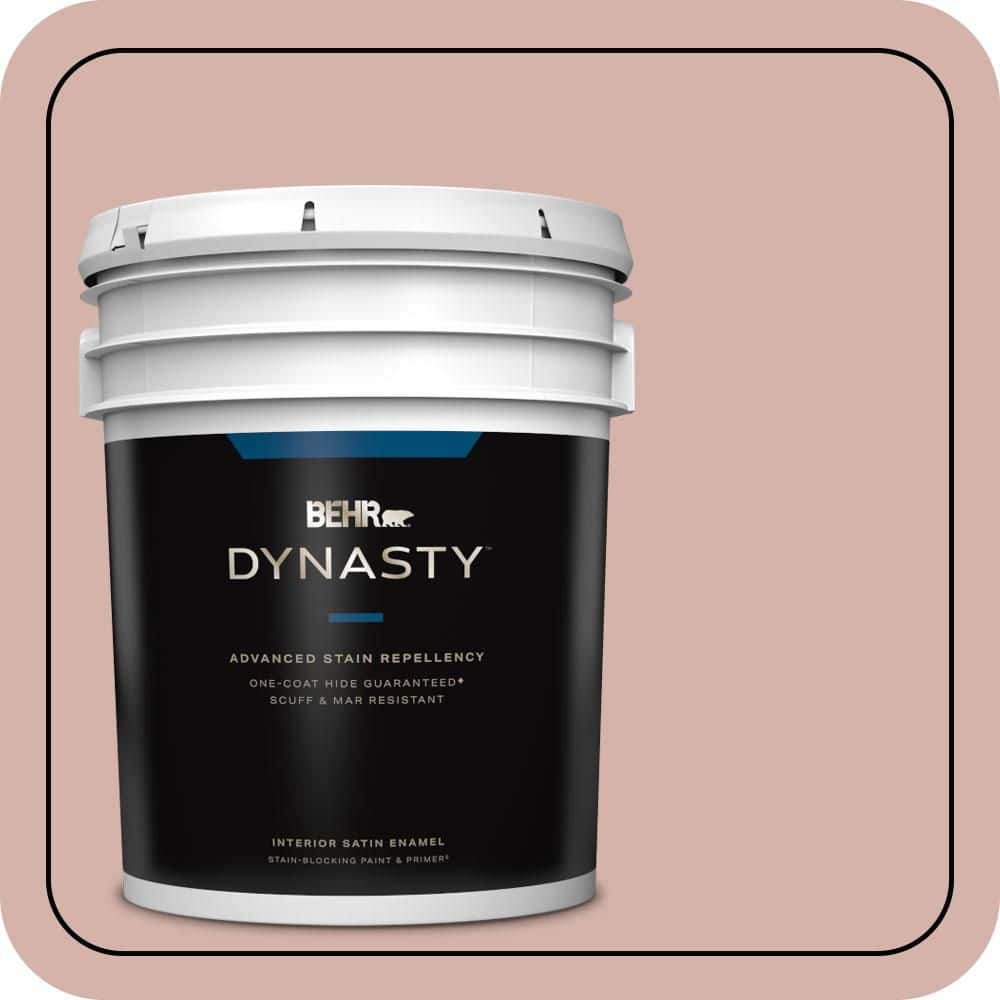 BEHR DYNASTY 5 gal. #S170-3 Castilian Pink One-Coat Hide Satin Enamel Interior Stain-Blocking Paint & Primer