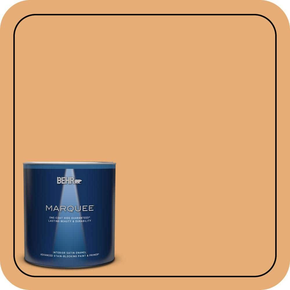 BEHR MARQUEE 1 qt. #PMD-75 Autumn Gourd Satin Enamel Interior Paint & Primer
