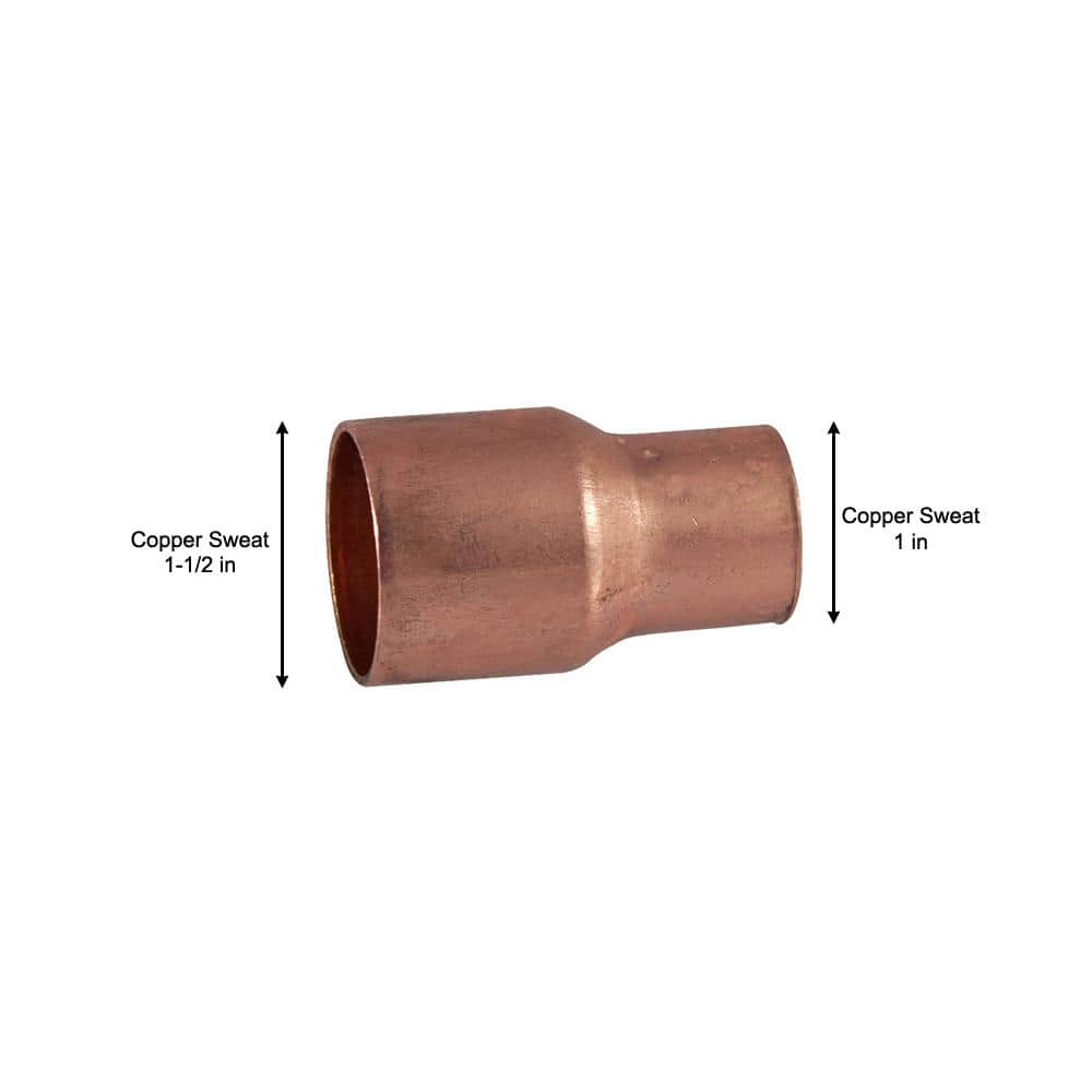 Everbilt 1-1/2 in. x 1 in. Copper Pressure Cup x Cup Reducing Coupling with Stop Fitting (4)