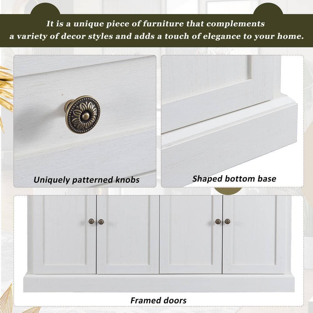 Unbranded 58.3 in. W x 15.8 in. D x 33.9 in. H Bathroom White Linen Cabinet (3)