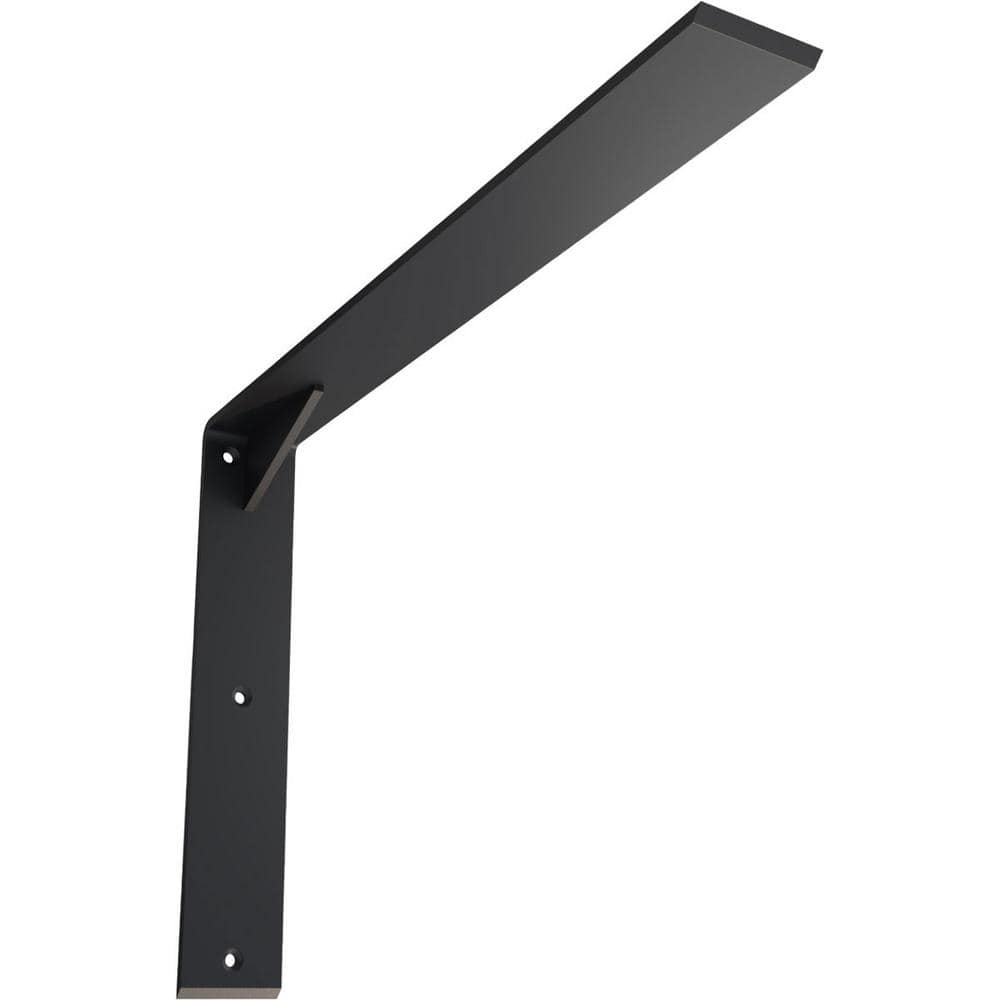 Ekena Millwork 2-1/2 in. x 20 in. x 14 in. Countertop Support Steel Powder Coated Black Heavy-Duty Bracket with Gusset (1)