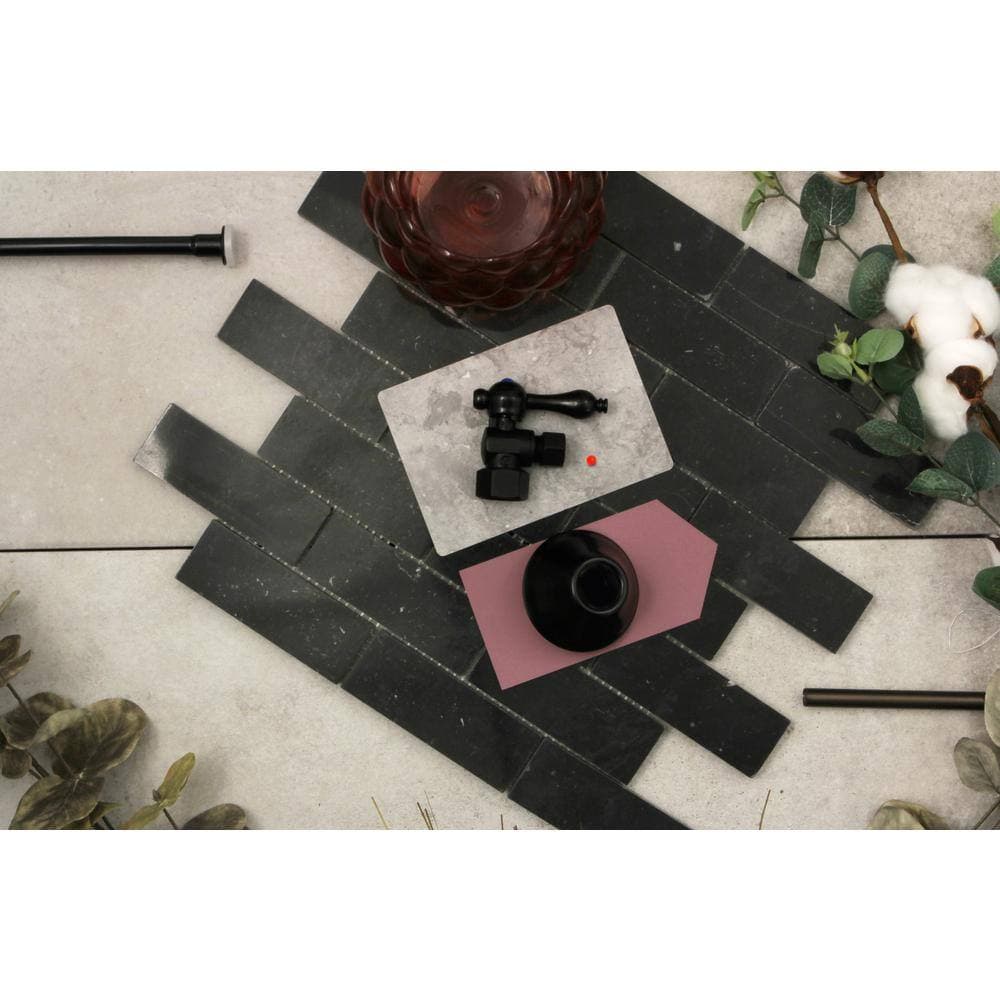 Kingston Brass Trimscape Lever Toilet Trim Kit with Supply Line and Flange in Matte Black (2)