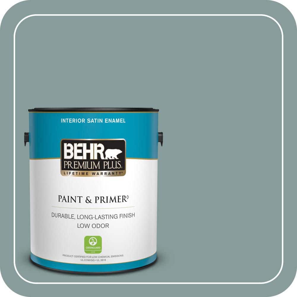 BEHR PREMIUM PLUS 1 gal. #PPU12-04 Agave Satin Enamel Low Odor Interior Paint & Primer