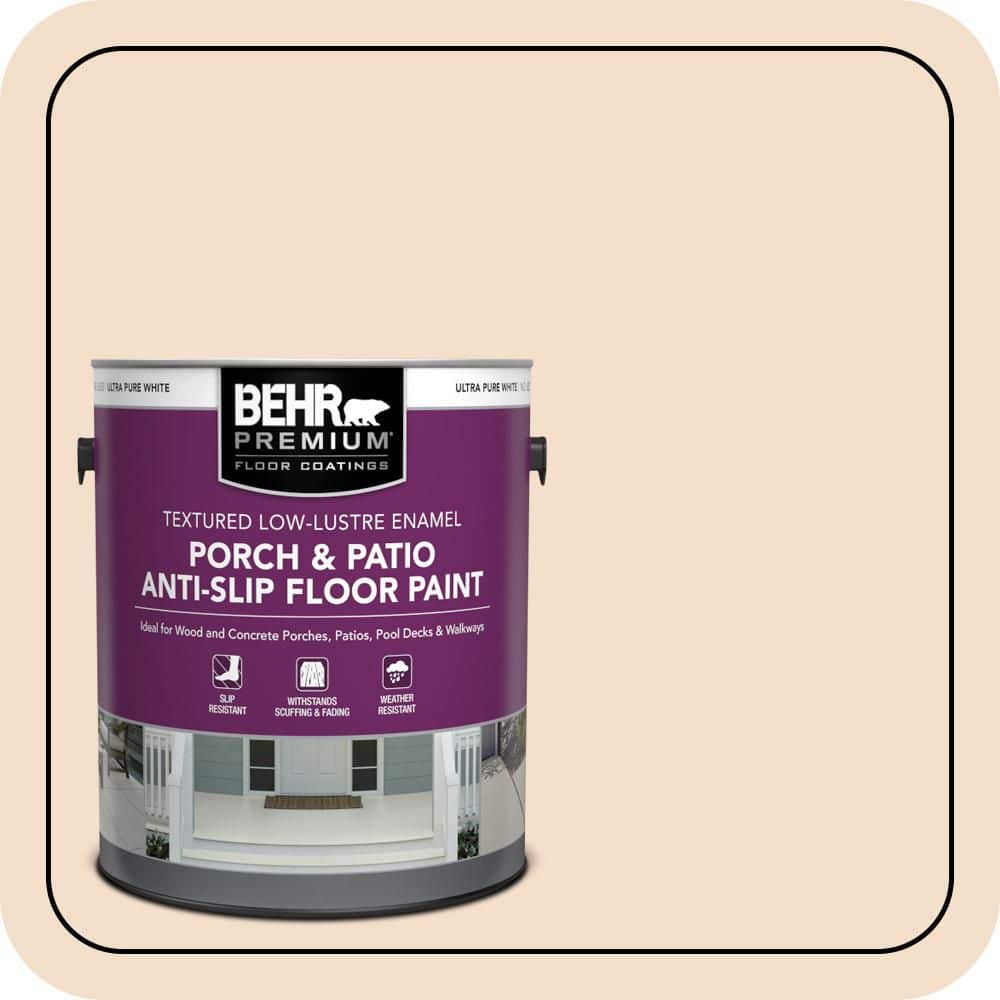 BEHR PREMIUM 1 gal. #S250-1 Macaroon Cream Textured Low-Lustre Enamel Interior/Exterior Porch and Patio Anti-Slip Floor Paint (1)